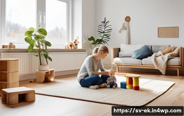 아이디어 생성과 소비자 트렌드 연결하기 - **Prompt:** A cozy and brightly lit Swedish living room, designed with minimalist and sustainable ae...