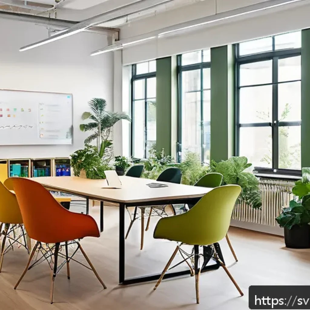 아이디어 생성 시스템 구축을 위한 사례 연구 - A modern Swedish office space designed to foster creativity and idea flow, featuring spacious open-p...